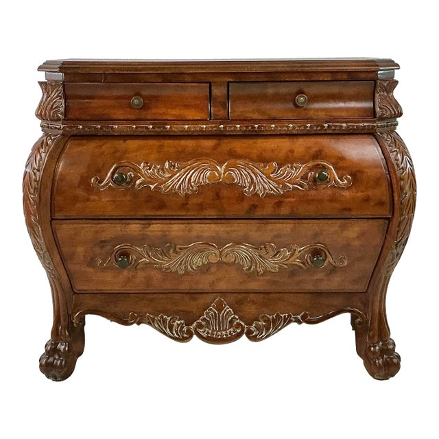 Vintage Italian Regency Style Bombay Commode Chest, Leather Top, Two Over Two For Sale
