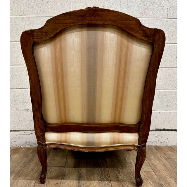 Antique French Louis XV Carved Bergere Chair Fauteuil For Sale - Image 12 of 12