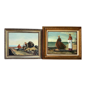 Vintage Mid-Century Coastal Oil Paintings by Gibson – Signed Pair With Provenance