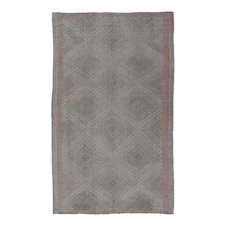 All-Over Geometric Design Vintage Turkish Kilim Flat Weave Rug in Neutral Tones For Sale