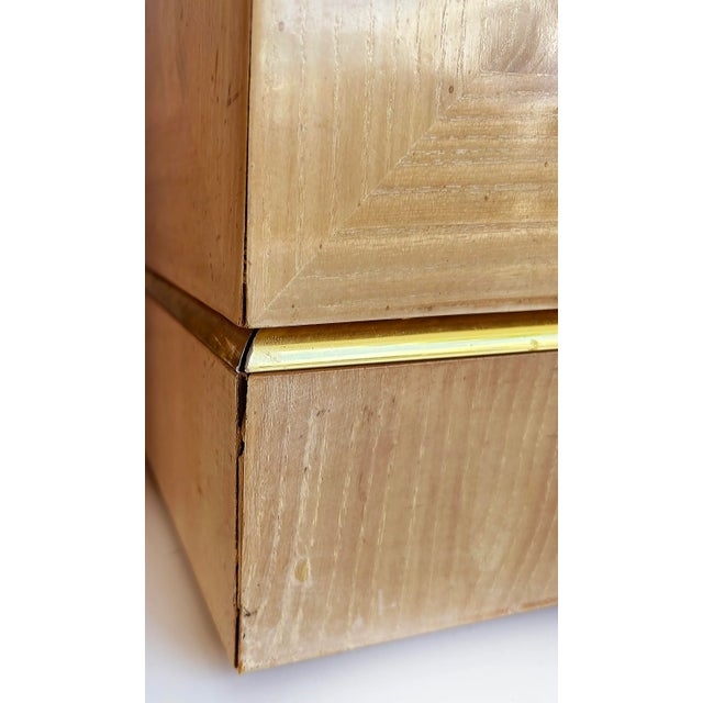 Wood Vintage Drexel Heritage Burlwood and Brass Pedestals- a Pair For Sale - Image 7 of 9