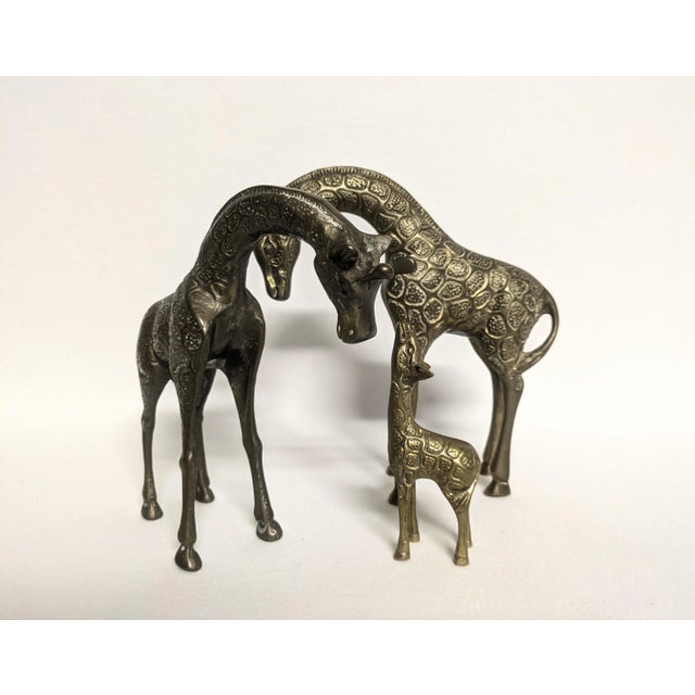 1970s Vintage Brass Giraffe Figurines - Set of 3 For Sale - Image 5 of 11