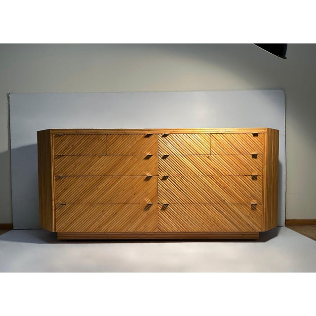 Mid-Century Modern Vintage Bamboo Rattan Chest Drawers Sideboard Credenza Dresser by Milo Baughman For Sale - Image 3 of 8