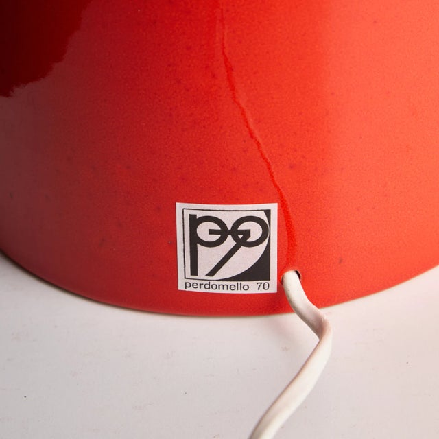 Orange Ceramic Table Lamp from Perdomello 70, 1970s For Sale - Image 10 of 11