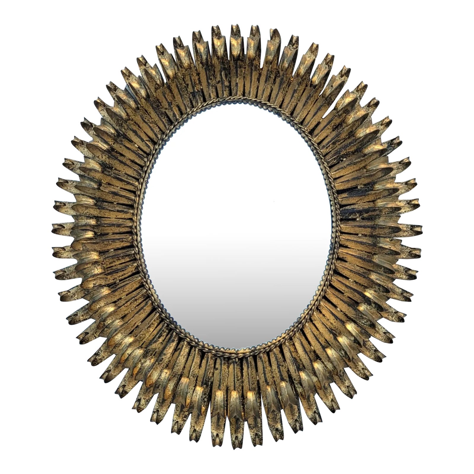 Mid-Century Sunburst Gold Mirror | Chairish