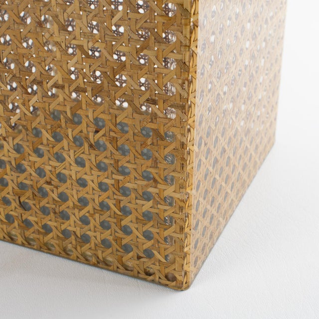 1970s Christian Dior Desk Waste Basket in Metal, Lucite and Rattan, Circa 1970 For Sale - Image 5 of 9