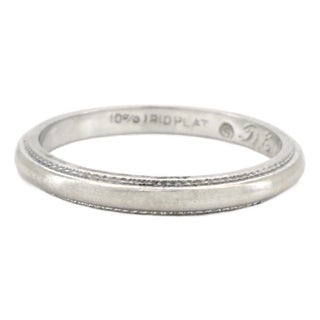 Vintage 1960s Platinum Milgrain Wedding Band, Stacking Ring, Size 4.5 For Sale