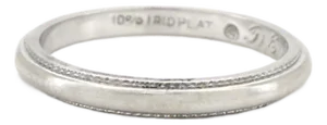 Vintage 1960s Platinum Milgrain Wedding Band, Stacking Ring, Size 4.5