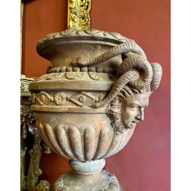Large 17th Century Antique Terracotta Jardinière with Medusa Handle, Italy For Sale - Image 3 of 18