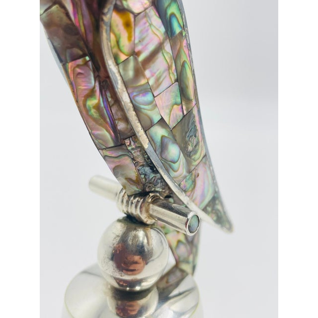 1970s Mexican Silver Plated & Abalone Parrot Bell in the Style of Emilia Castillo For Sale - Image 12 of 18