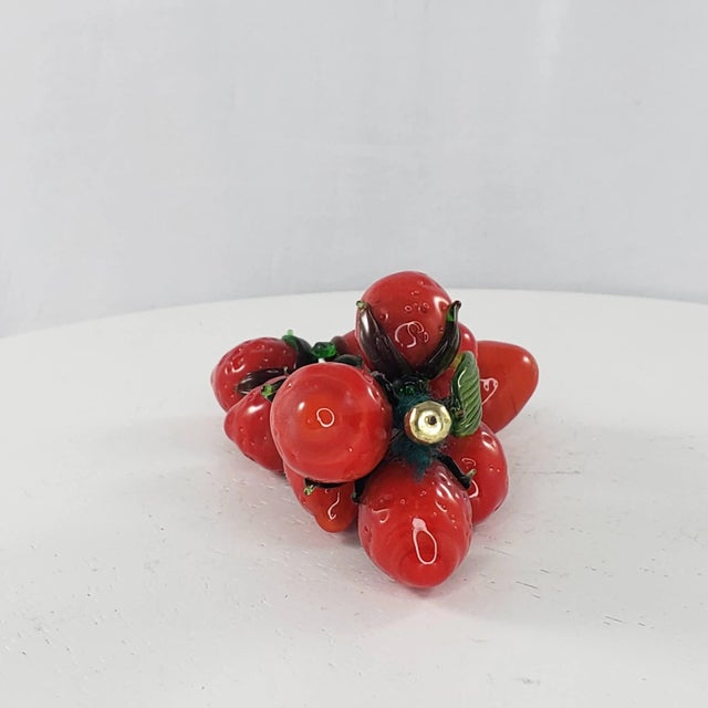 Vintage Miniature Blown Art Glass Strawberry Bunch Vine Faux Fruit They look like Murano style, but I am not sure who made...