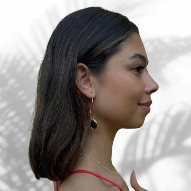 Enhance your style with the fresh and elegant Black Onyx Gemstone & Gold Dangle Earrings. These beautiful earrings feature...