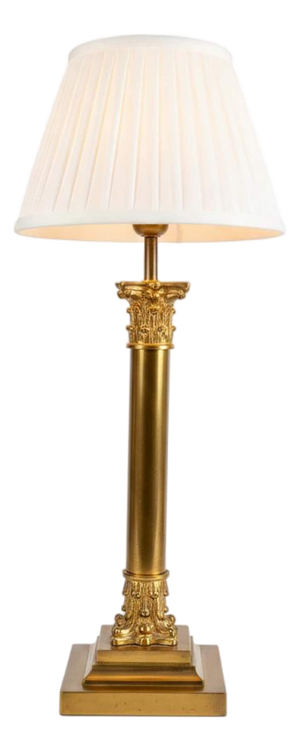 Vintage Brass Column Table Lamp, 1950s