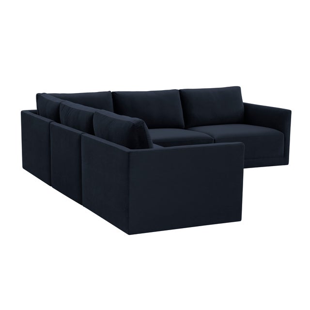 Boho Chic Willow Navy Modular 5-Piece Performance Velvet L Sectional For Sale - Image 3 of 7