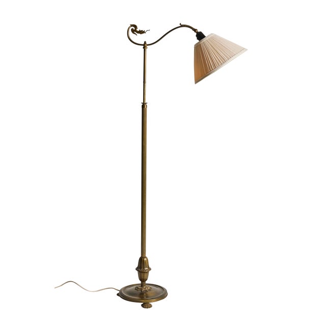1930s Scandinavian Art Deco Brass Floor Lamp, 1930s For Sale - Image 5 of 9