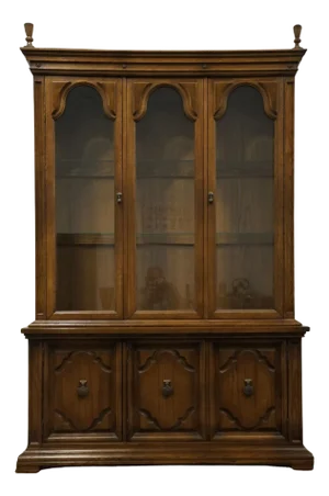 American of Martinsville Solid Walnut Italian Neoclassical Tuscan Style 55" China Cabinet 12409-421