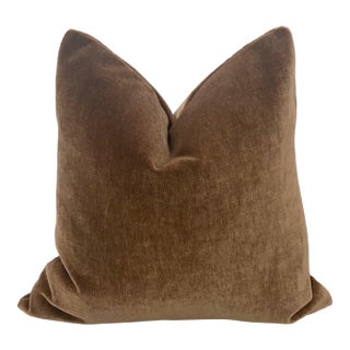 Plush 24" Hickory Down Filled Mohair Pillow For Sale