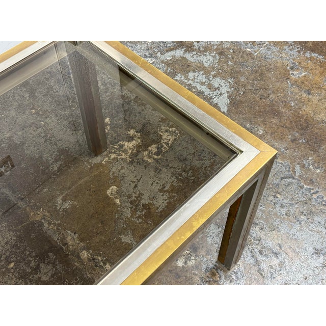 Circa 1969 Romeo Rega Style Custom Steel + Brass + Glass Side Table For Sale In San Francisco - Image 6 of 12