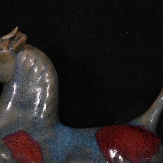 Ceramic Chinese Jun Ware Style Flambe Glaze "Horse Treading on a Swallow" Sculpture For Sale - Image 7 of 9