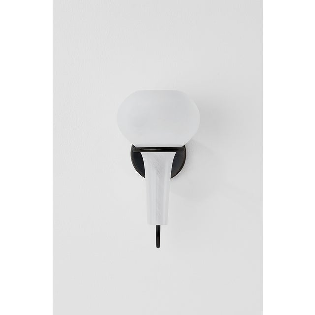 Mid-Century Modern Hudson Valley Lighting Adams Corner 6.75 in. 1 Light Wall Sconce in Black Nickel Finish For Sale - Image 3 of 6