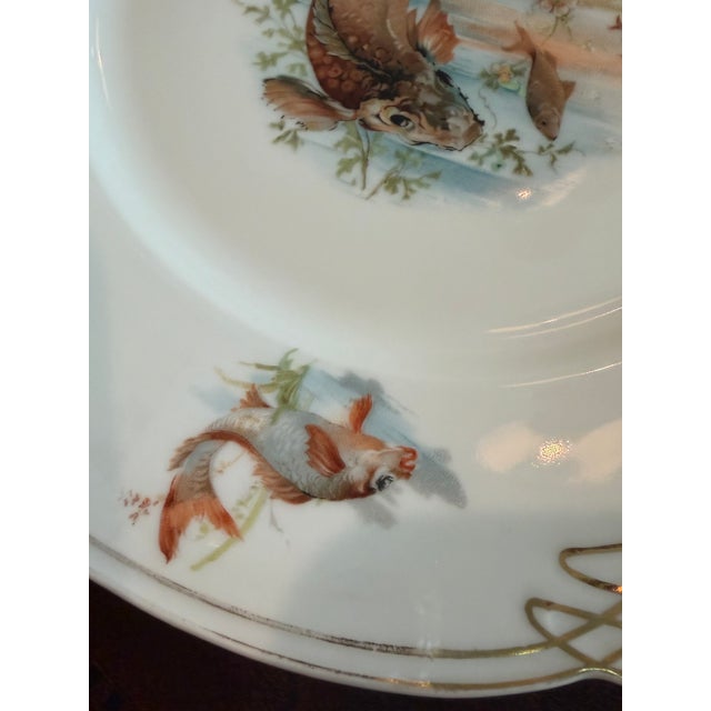 Antique Porcelain Fish Plates With Gold Detail, Set of 4, Circa 1890–1900 For Sale - Image 11 of 17
