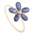 Floral Blue Sapphire and Diamond Ring in 18k Gold Size 5 For Sale