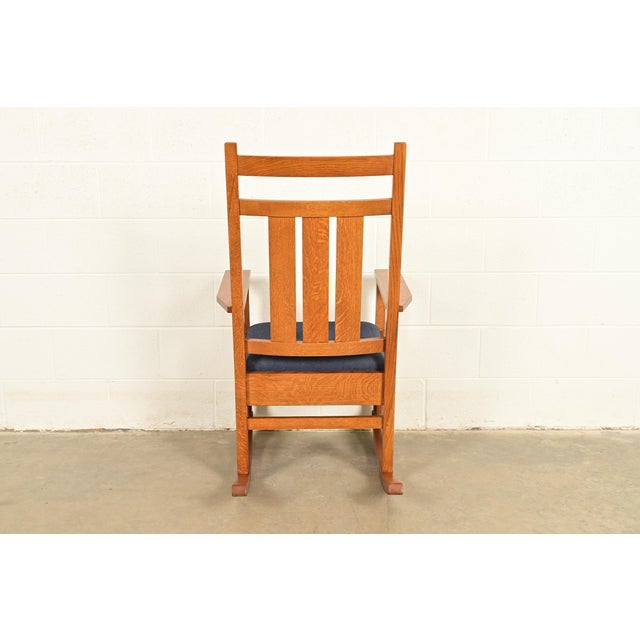 Stickley Harvey Ellis Collection Mission Inlaid Oak Arts & Crafts Rocking Chair For Sale - Image 12 of 14