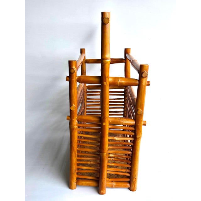 Mid-Century Modern 1960s Paul Frankl Style Bamboo Magazine Rack For Sale - Image 3 of 10