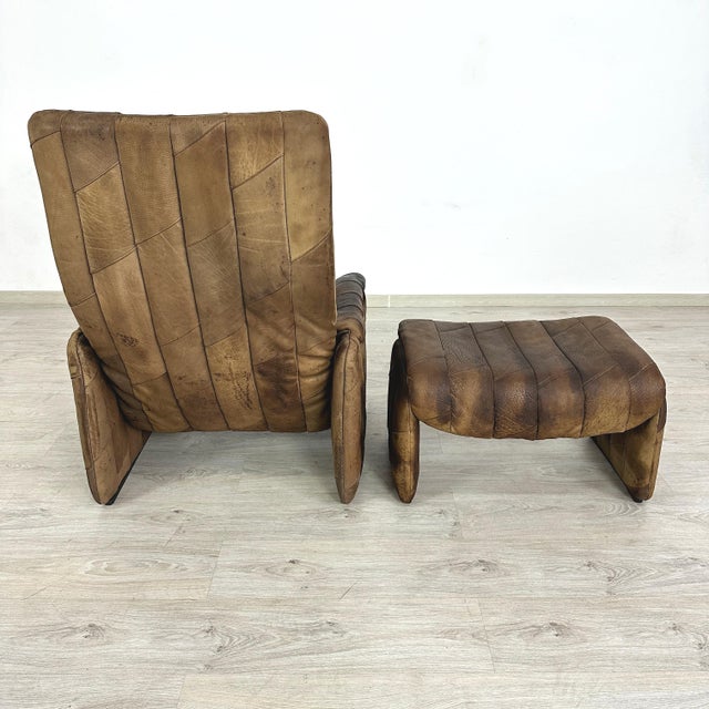 Animal Skin De Sede Ds 50 Buffalo Leather Lounge Chair With Ottoman For Sale - Image 7 of 11