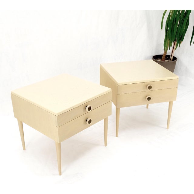 Mid-Century Modern Bleached Walnut Cork Tops Paul Frankl End Side Tables MINT! For Sale - Image 6 of 18