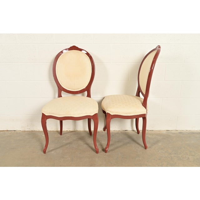 Karges Style French Provincial Louis XV Brown Lacquered Dining Chairs, Set of Six For Sale In South Bend - Image 6 of 14