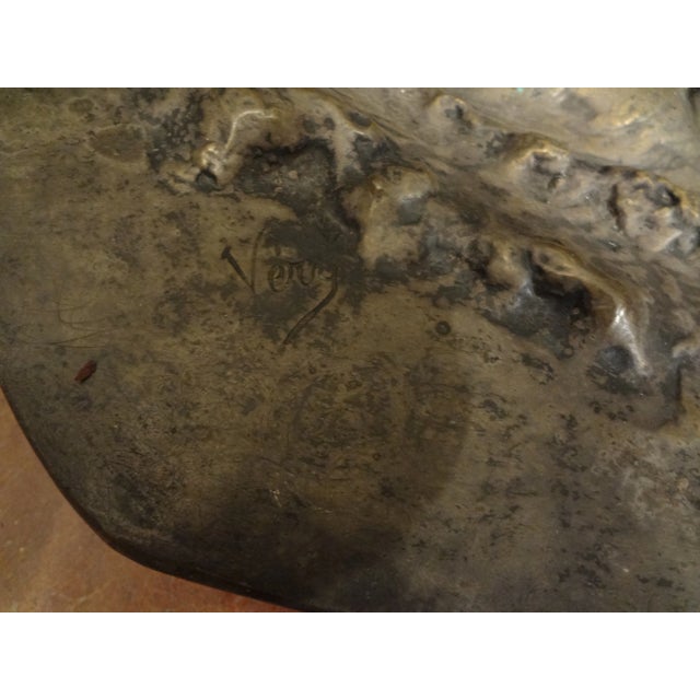 1900 - 1909 Early 20th Century French Art Nouveau Silvered Bronze Charger or Sculpture For Sale - Image 5 of 9