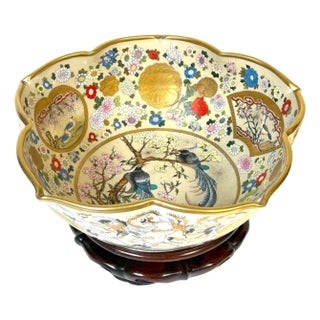 Exceptional Monumental Meiji Period Kyoto Satsuma Bowl, Attrib. Kinkozan Studio For Sale