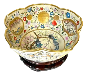 Exceptional Monumental Meiji Period Kyoto Satsuma Bowl, Attrib. Kinkozan Studio