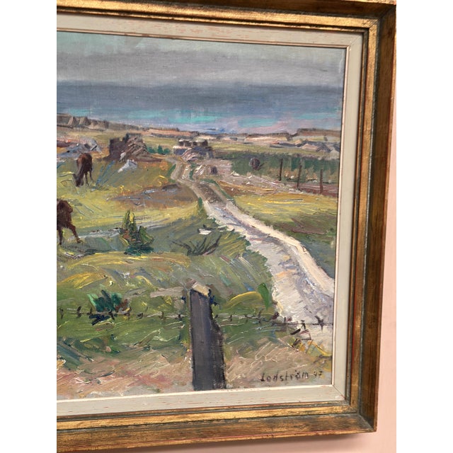 Georg Lodström, Coastal Scene with Horses, 1947, Oil on Canvas For Sale - Image 12 of 18