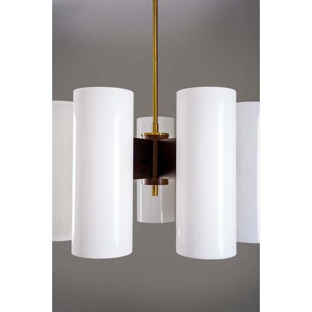 Wood Swedish Pendant Lights by Holger Johansson for Westal, 1970s, Set of 4 For Sale - Image 7 of 8