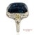 Metal 14k Two Tone Yellow and White Gold Blue Stone Ornate Floral Motif Ring, Size 5.25 For Sale - Image 7 of 13