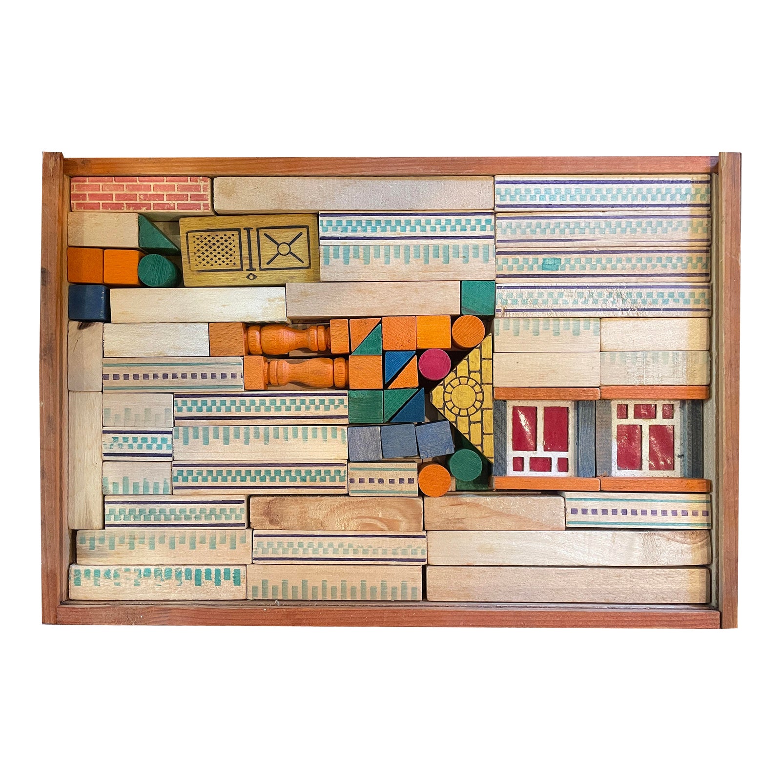1940s Vintage Wooden Architectural Building Blocks | Chairish