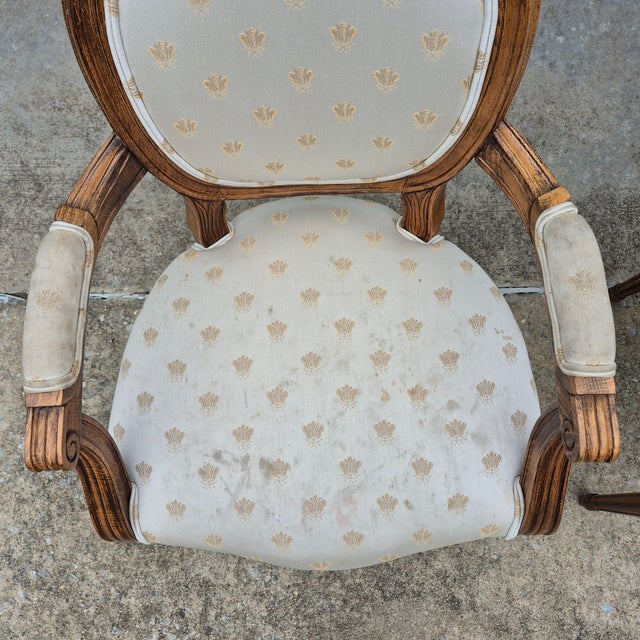 1990s Century Furniture Louis XVI Oak Open Arm Chairs Fauteuils for Reupholstery, a Pair For Sale In Washington DC - Image 6 of 12