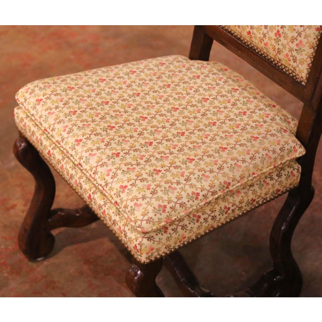 Set of 10 Louis XIII Style Oak Dining Chairs, 8 Sidechairs and 2 Armchairs For Sale - Image 4 of 11