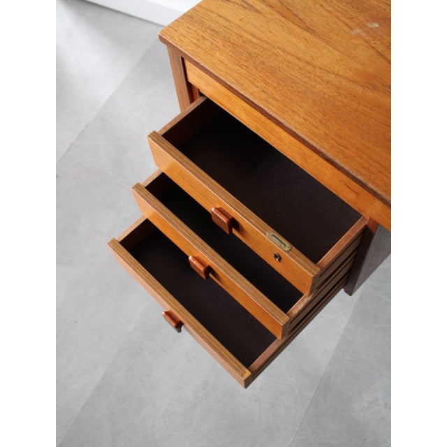 Wood Vintage Danish Desk in Teak attributed to Domino Møbler, 1960s For Sale - Image 7 of 11
