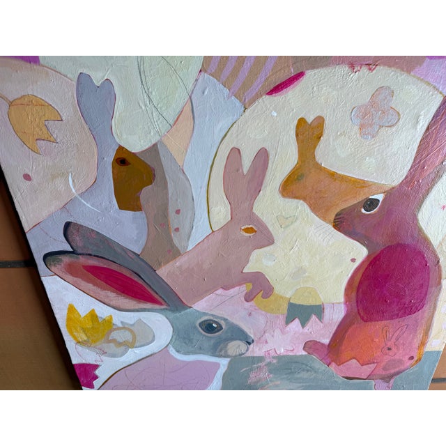 Blush “Fluffle” a Rabbit Painting by LWren Walraven For Sale - Image 8 of 10