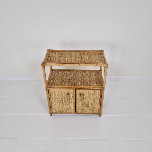 1980s Italian Bamboo and Rattan Cabinet or Bedside Table, 1980s For Sale - Image 5 of 16