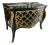 Black French Boulle-Style Commode – Sculpted Gold Leaf & Bronze Details With Radiating Wood Inlay For Sale