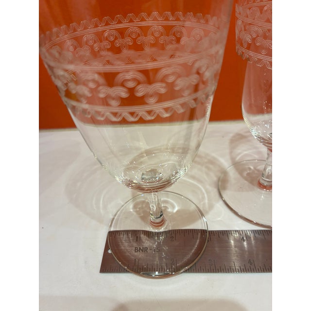 Vintage 1920 Etched 8-Ounce Crystal Stemware- Set of 4 For Sale In New York - Image 6 of 6