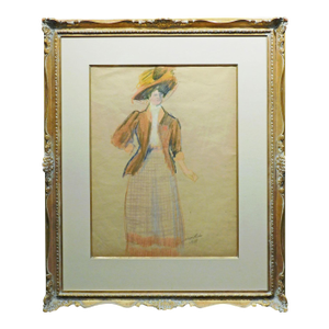 Pissarro Ludovic Rodo Woman With Hat Original Pastel Authentic Custom Framed Art