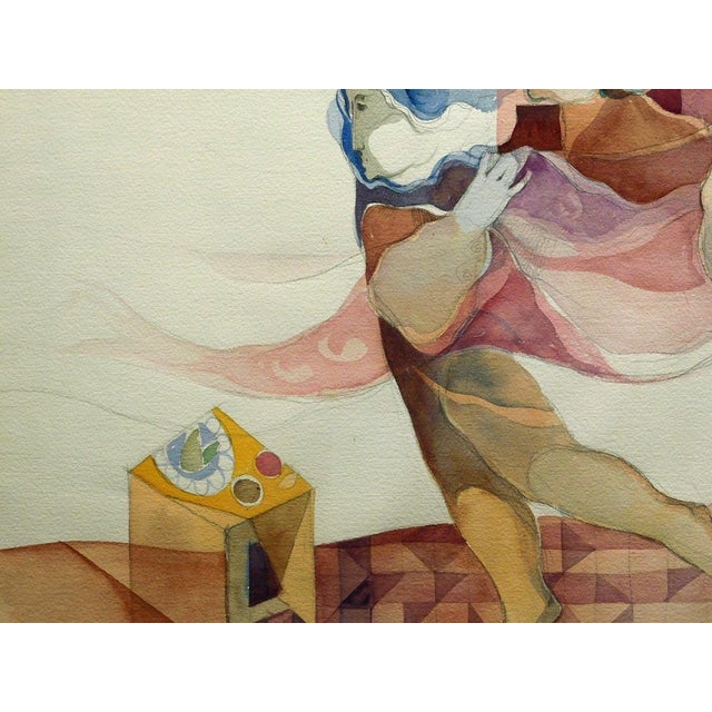 1980s 1980s Sunol Alvar "Untitled" Original Artwork Watercolor with Custom Frame Hand Signed For Sale - Image 5 of 7