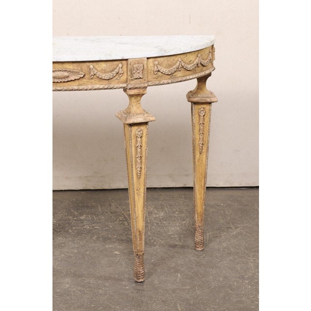 Mid 20th Century Mid 20th Century Italian Marble Top Console W/ Swag Accents For Sale - Image 5 of 12