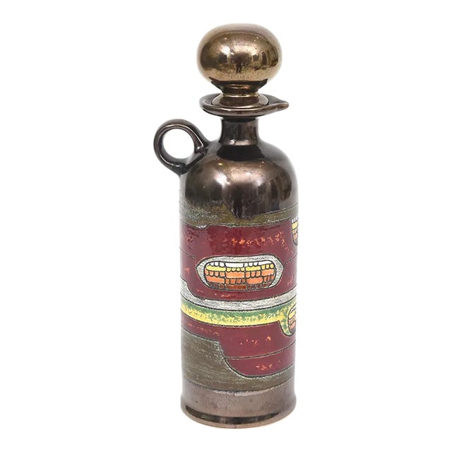 Signed Vega Glazed Abstract Ceramic Object Decanter For Sale