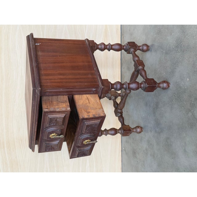 20th Century Pair of Spanish Nightstands with Two Drawers and Iron Hardware For Sale - Image 14 of 18